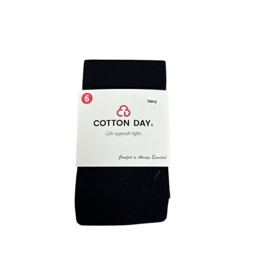 Girls Supersoft Navy Tights Cotton Day Size 6 Comfortable Stretch Fabric